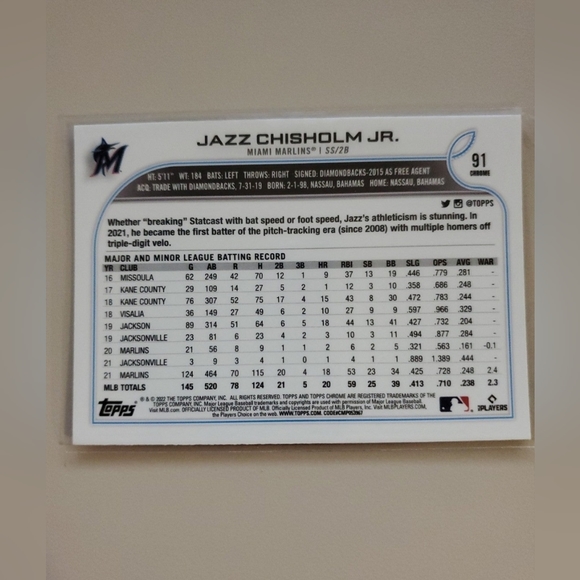 3 - 2022 Topps Chrome Adams, Stanton, and Chisholm Jr. Pink Refractor Cards - Picture 8 of 8